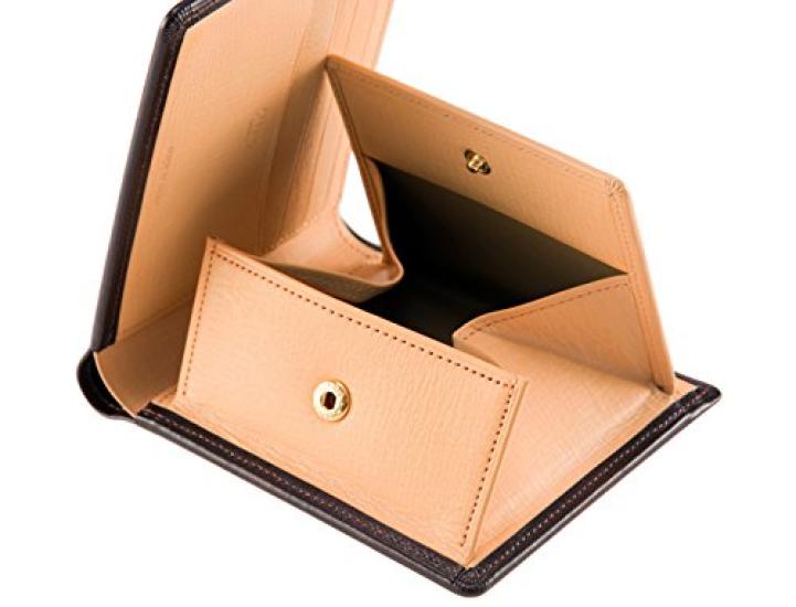 Wallet Coin Purse and Bill Shirasagi Leather 8222 [CYPRUS] Bi-fold (with Compartment) (Chocolate)