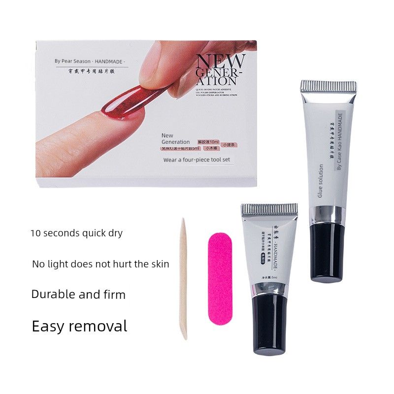 

Pear Season Wear Nail Stickers Quick-Drying Solid Glue Baking-Free Light Environmental-Friendly Adhesive Non-Toxic Waterproof and Durable Solid Combination Suit