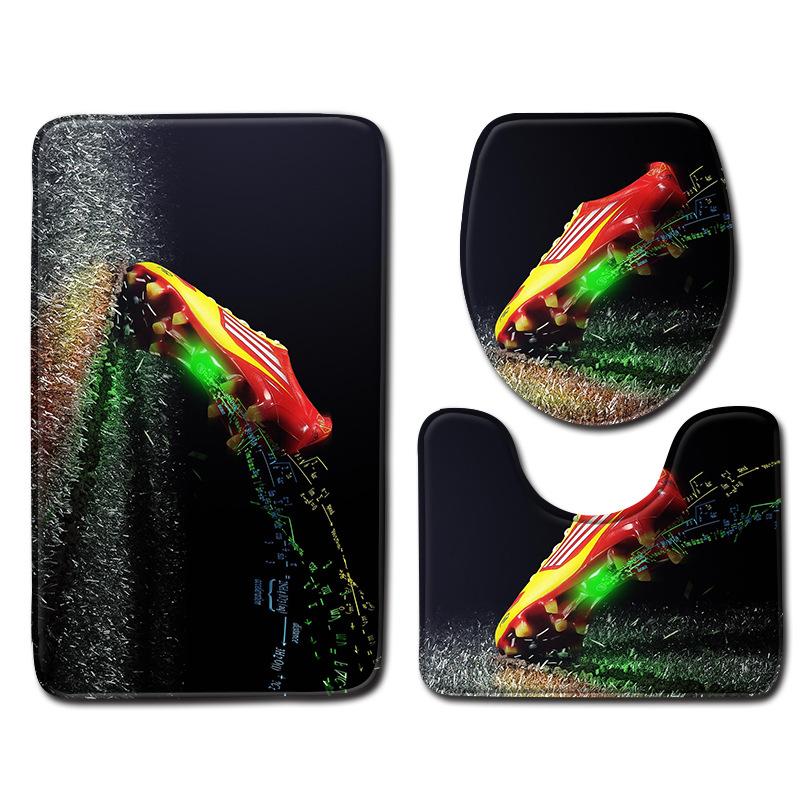 World Cup Football Toilet Three-Piece Floor Mat Bathroom Three-Piece Carpet Doormat