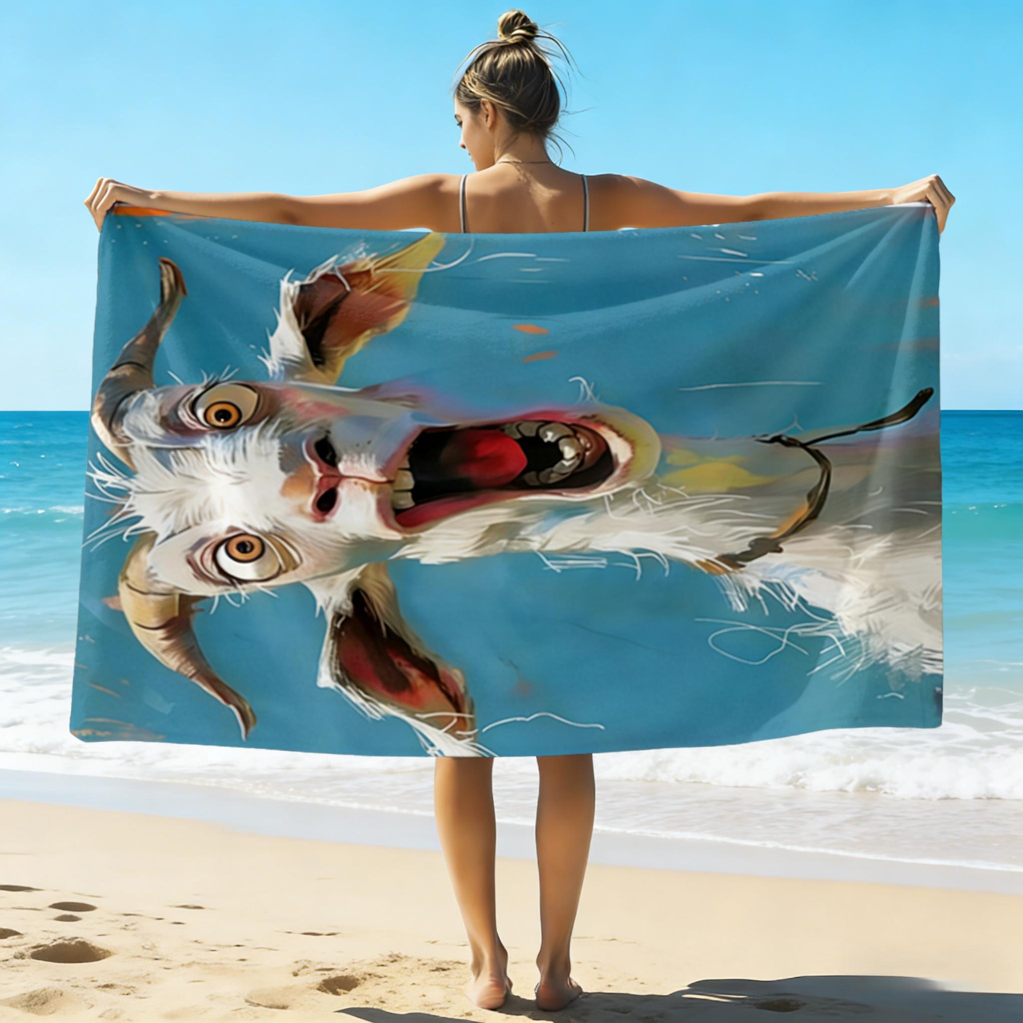 

Surprised Goat Meme Beach Towel Quick Dry Anti-Sand Soft Comfortable Skin Friendly Multi-Size for Pool Camping Travel W40*H60(CM)