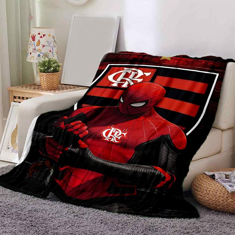 1pc Spiderman Meets Flamengo Spirit Flannel Blanket Soft Warm Throw Blanket for Bedroom Living Room Bed Travel Camping Picnic Gift. MT71501197