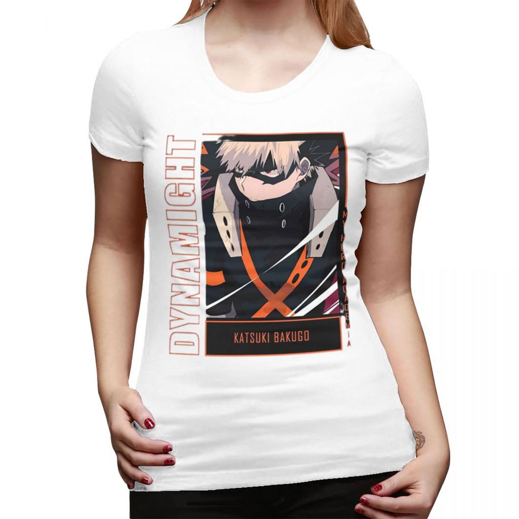 My Hero Academia Katsuki Bakugo Anime TShirt for Women Crew Neck Streetwear T Shirts Womens Short Sleeve Summer Clothes Tops