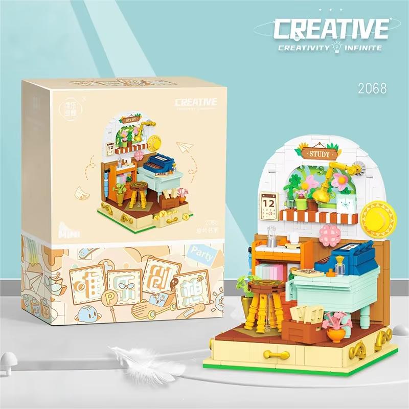 

Non-Toxic Children Mini Art Flower House Block Set Children S Puzzle Pink Cozy Drawing Room Puzzle Block Toys Audlt Birthday Gifts