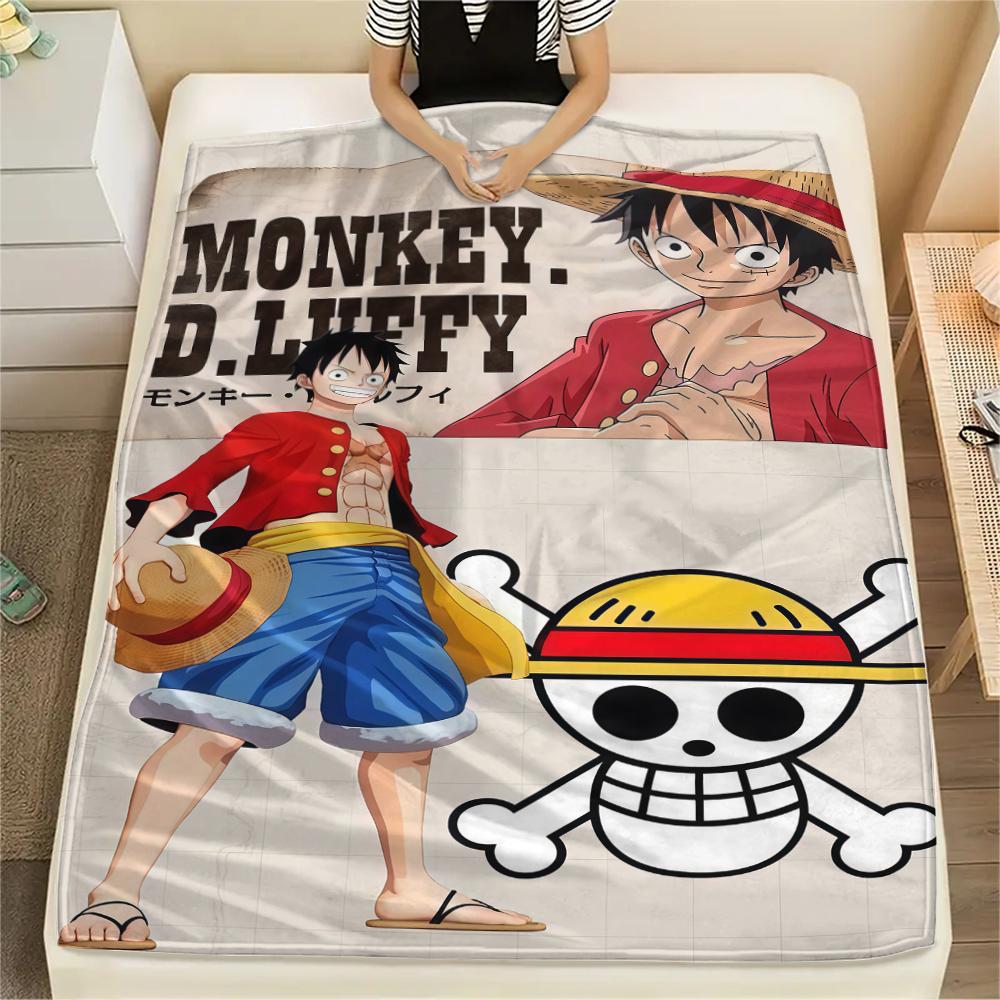 ONE PIECE Monkey D. Luffy Flannel Blanket Stylish Print Ideal For Home Sofa Bed Chair Picnic Travel -HE42