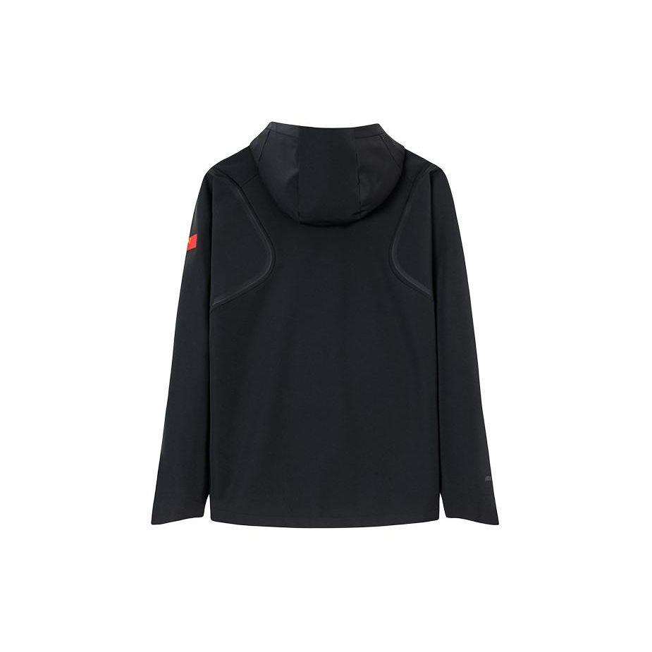 Anta Champion All-Weather Series Solid Color Zipper Warm Woven Hooded Sports Jacket Men Jacket Basic-Black 152410611-3