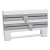 Cling Film Holder Wall Mount Multifunctional Cling Film Cutter with Screws for Kitchen Grey Blue