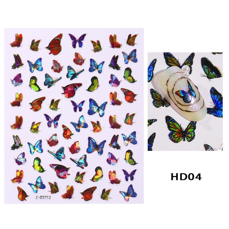 8 PC Holographic 3D Nails Stickers Nail Art Laser Butterfly Sticker Decal Butterflies Manicure Decoration Tool