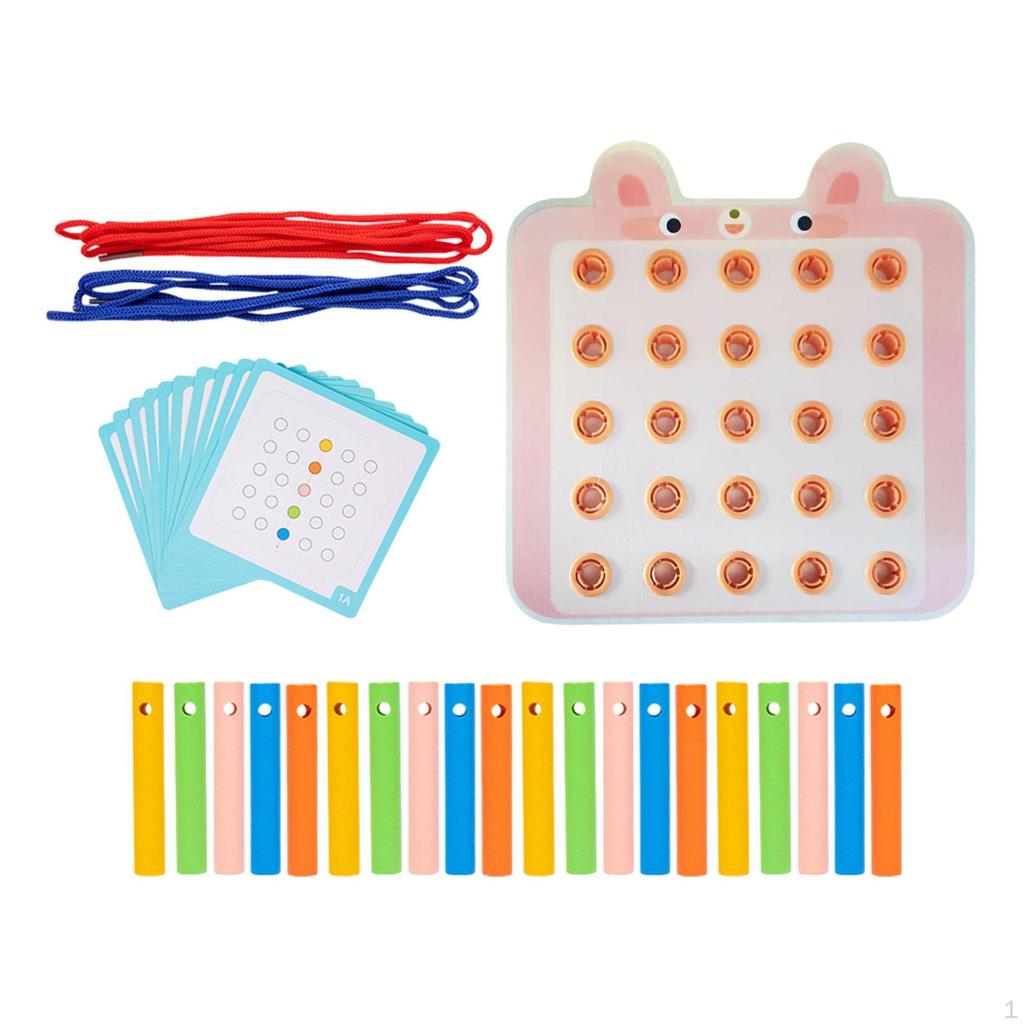 Lacing Threading Toy with Cards, Educational Teaching Aids Cartoon Playing Game for Baby Age