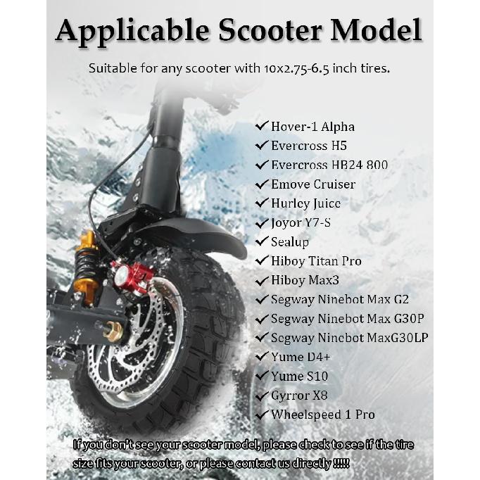 10 Inch 10x2.75-6.5 Off-road Rubber Outer Tire with Inner Tube Suitable for Speedway 5 Dualtron 3 Hover-1 Alpha Hiboy Titan PRO Electric Scooter
