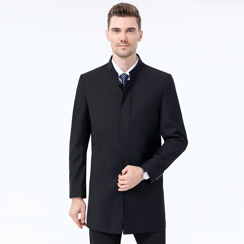 2025 Spring Men's Mid-Length Business Casual Trench Coat - Solid Color Outerwear