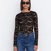 Tooxika Black Lace Slim See-through Long Sleeve New Spring And Autumn Fashion Tops