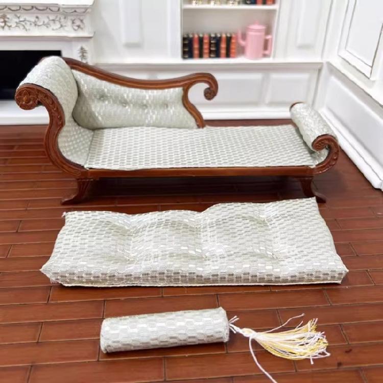 Detailed 1/12 Scale Dollhouses Sofa With Sturdy Wood Construction For Realistic Bedroom Living Room Displays