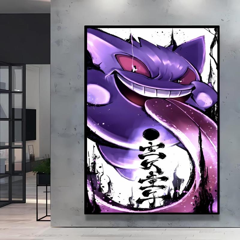 Canvas Artwork Painting Pokemon Gengar Poster Hd Prints Cartoon Character Picture Classic Modern Home Living Room Wall Decor