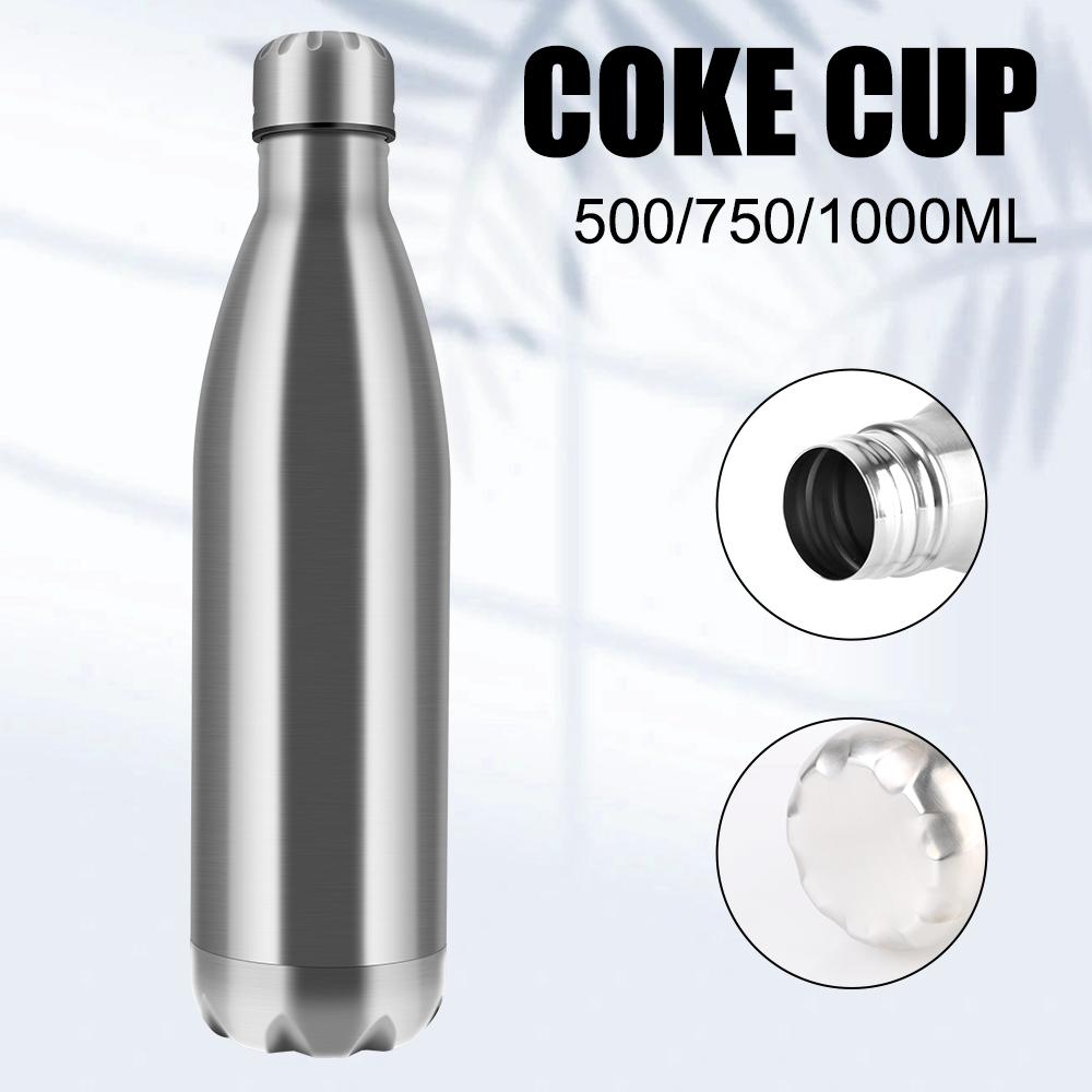 500ML 750ML 1000ML for Kids School Single Wall Water Bottle Water Cola Bottle Outdoor Travel Sports Drink Bottles Stainless Steel