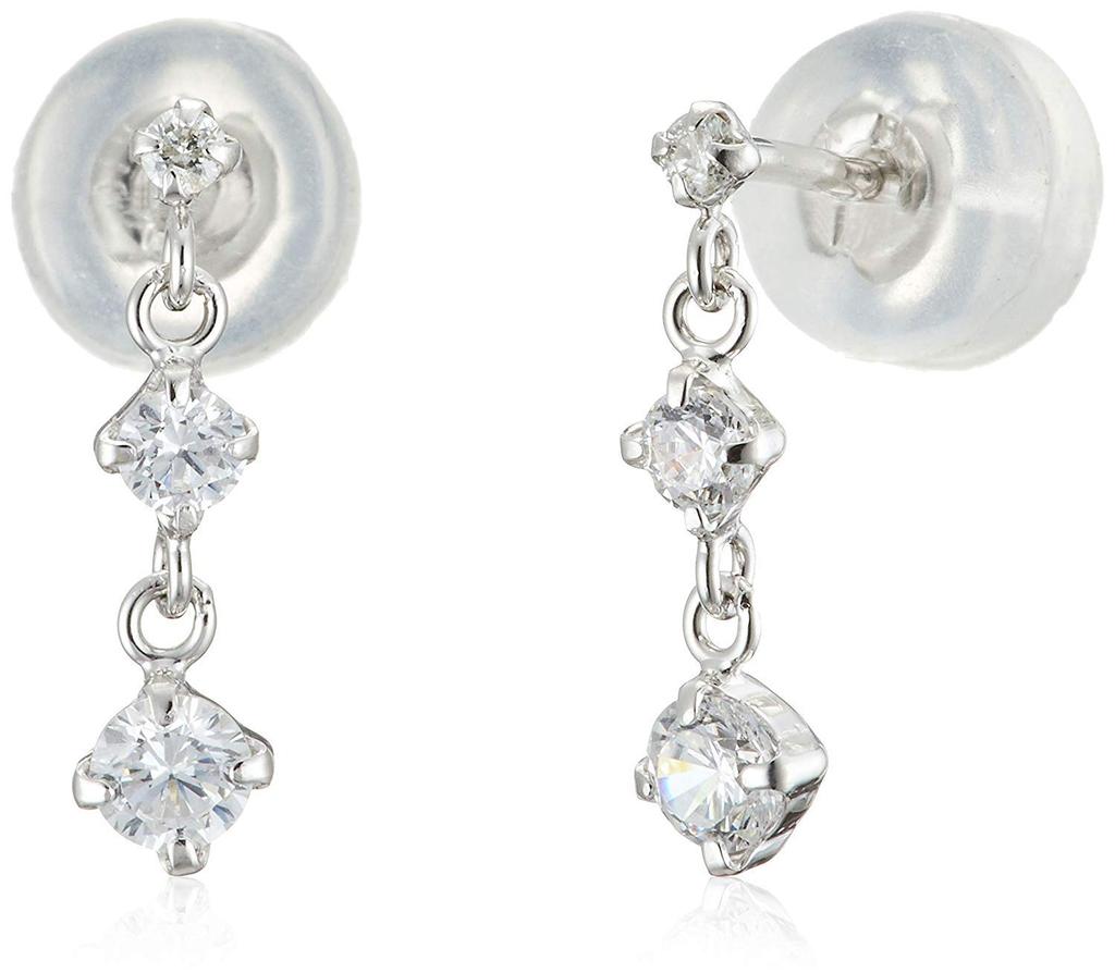 Vendome Earrings K10 White Gold Diamond 3 Stones GJBA0115 DI [Official] [VIH Aoyama]