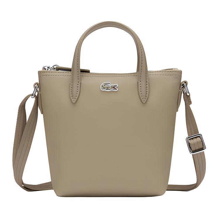 Lacoste Commuter Solid Color Fashion Zipper Closure PVC Tote Bag Small Women tote bags Brown NF2609PO-142233 Brown