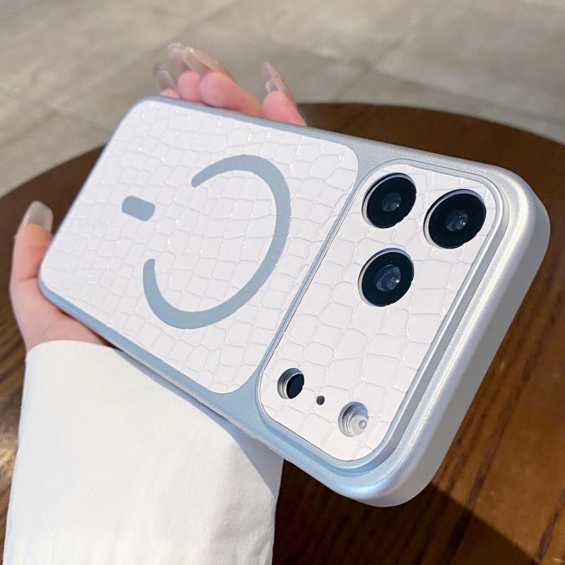 Funda Magnética Retro de Cuero de Cocodrilo Brillante Para iPhone 17 16 15 14 13 Pro Max A Prueba de Golpes Para Cubierta de Carga Inalámbrica Magsafe