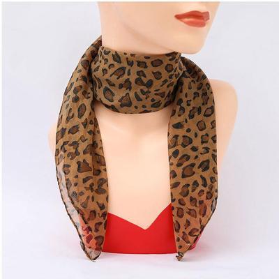 Classic Leopard Print Chiffon Silk Scarf - Soft, Fresh, Korean Style Square Scarf