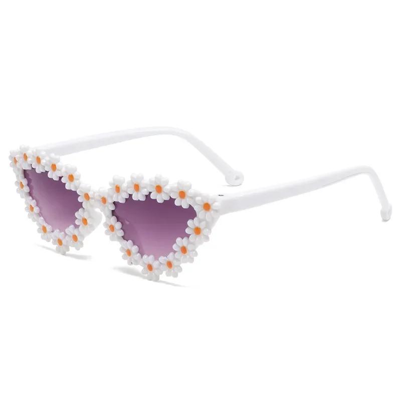 New Cat's Eye Petal Glasses Children Sunglasses Trendy UV Protection Glasses Sun Shade Cute Daisy Sunglasses 1-6 Year Old