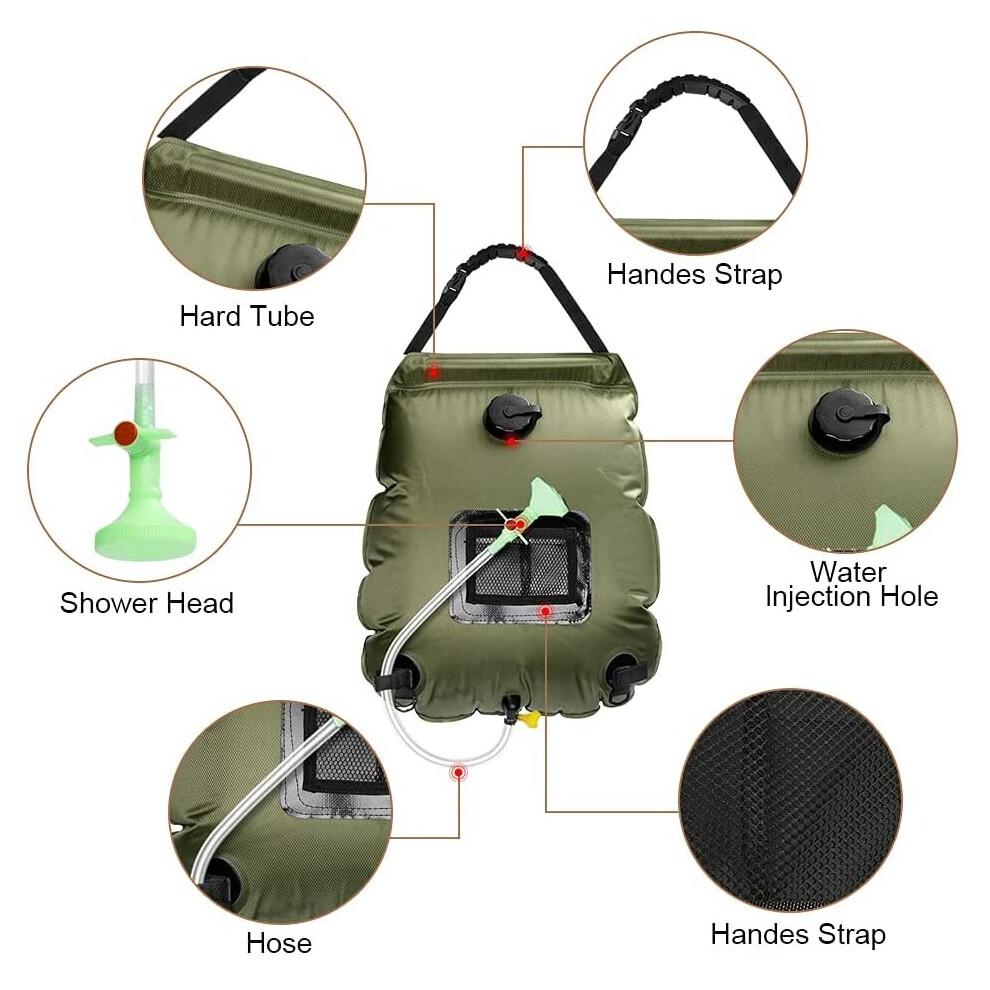 Solar Camping Shower Bag, Solar Shower Bag, Solar Camping Shower, Camping Shower Bag, Foldable Shower Bag, Switchable Shower Head