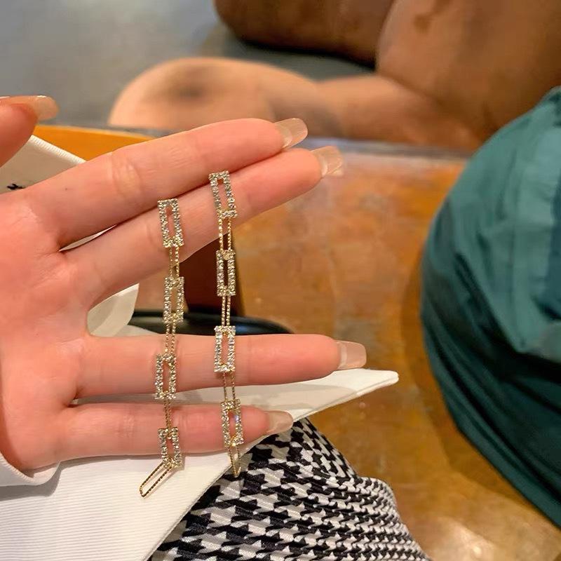 Autumn/Winter 2025 Trendy Checkered Mosaic Earrings for Women