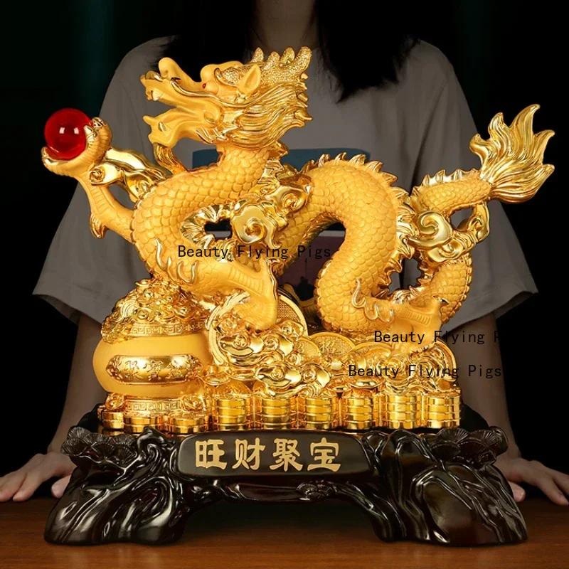 Resin dragon ornaments living room home decoration Christmas new year Housewarming gift Feng Shui Absorb wealth Animal modeling