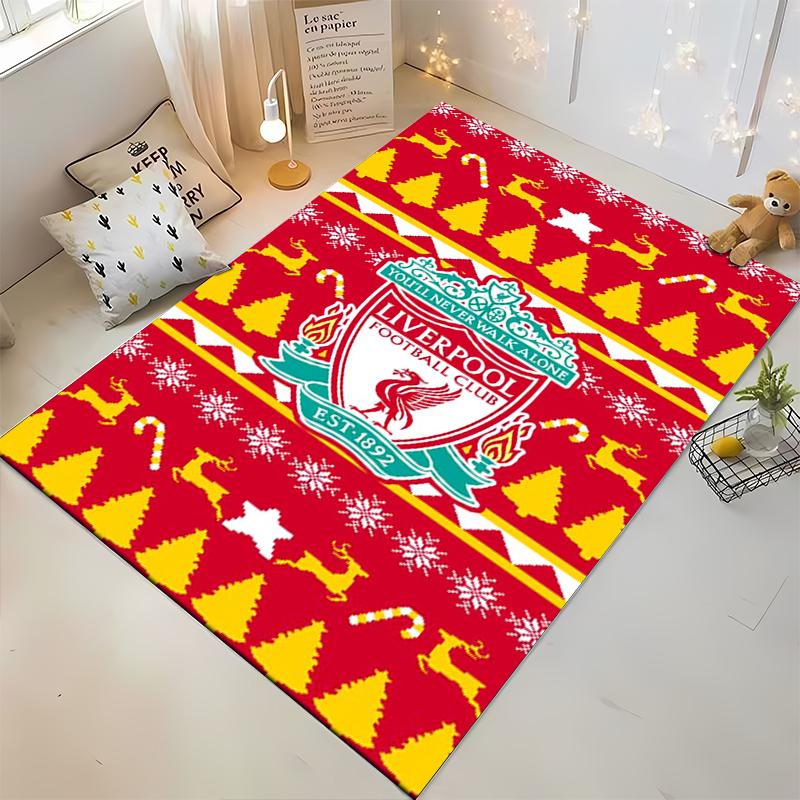 Christmas-Themed Liverpool Football Club Logo Carpet Red Vintage Suitable for use as an anti-slip for living room bedroom sofas