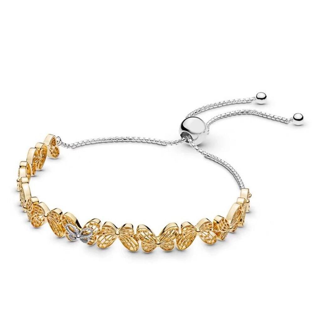 

Модные моменты браслет-слайдер крылья для полета бабочки S925 стерлингового серебра позолоченный подарок на день рождения элегантные очаровательные ювелирные изделия