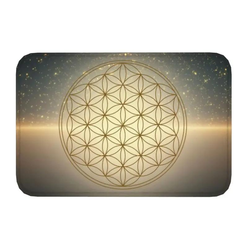 Fußmatte „Blume des Lebens“ für Küche, Bad, Garten, Terrasse oder Balkon – rutschfest, ideal für den Außenbereich, spirituell, Yoga, Zen und als Mandala-Fußmatte.