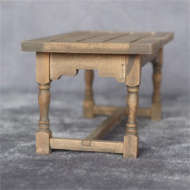 Simulation Wood Miniature Dining Table Chair for Dollhouses Decoration and Creative Dollhouses Scene Display Decoration