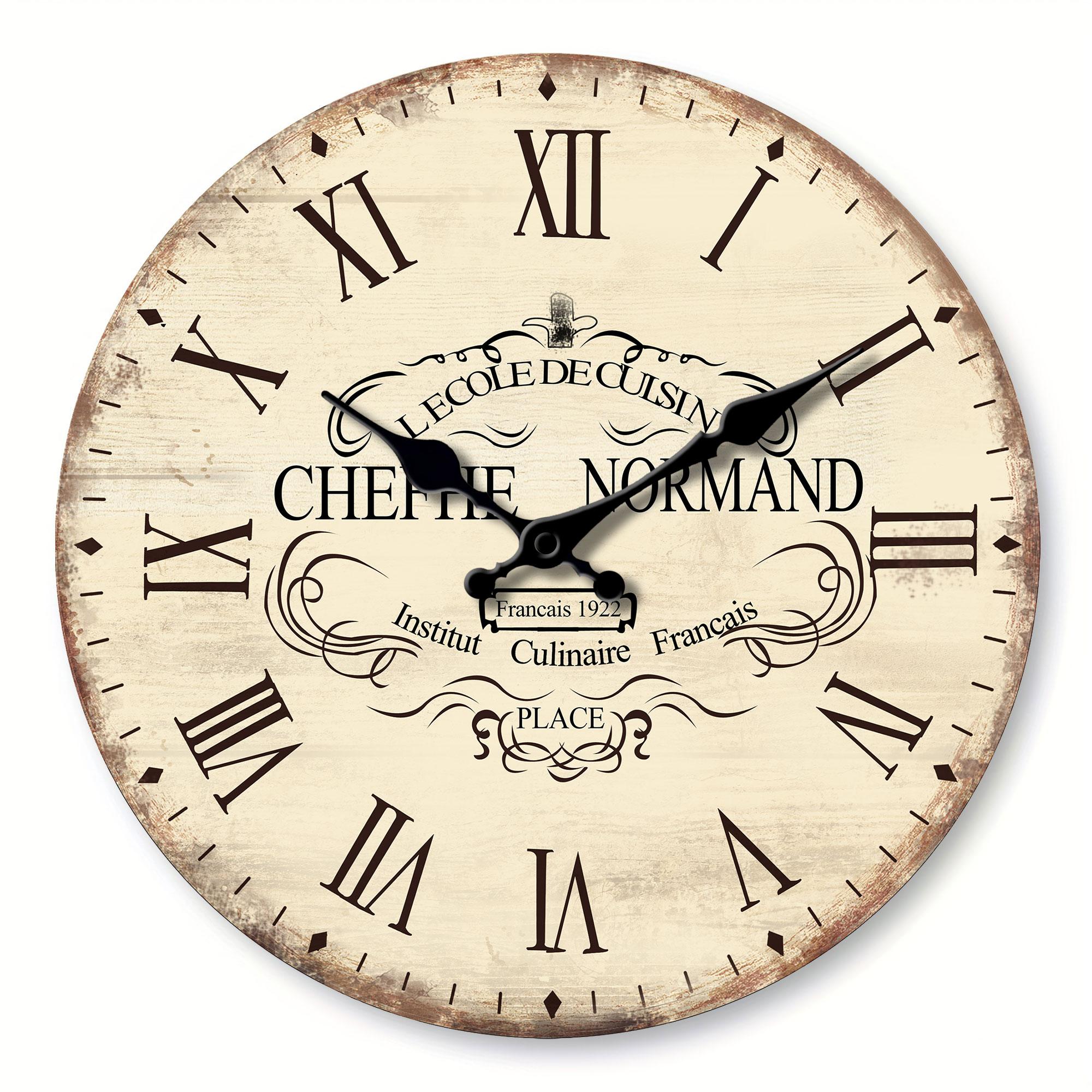 1 wooden kitchen wall clock, retro culinary Academy with Roman numerals design wall clock, home mute clock, suitable for home de 10inch