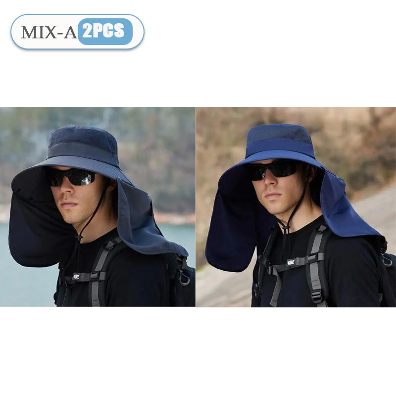 Fishing Hat for Men Summer Outdoor Sun Protection Cap with Neck Flap Wide Brim Fisherman Hat for Hiking Camping Beach