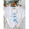Butterfly Print  Short Sleeve T-Shirt - Round Neck Casual Summer Blouse -ic Top Suitable for Spring/Summer Wear