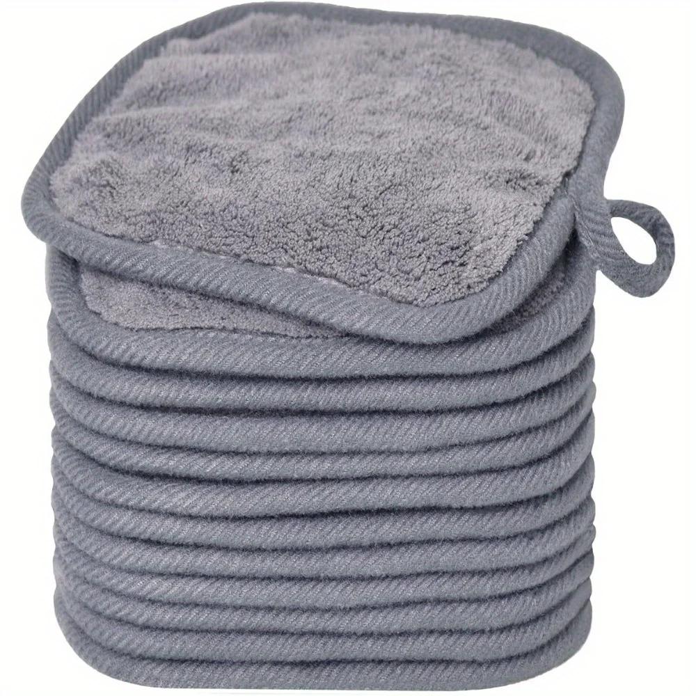

12PCS Microfiber Face Cloths Reusable Makeup Remover Cloth Makeup Towels Face Deep Cleaning Pads Skincare Beauty Tools серый