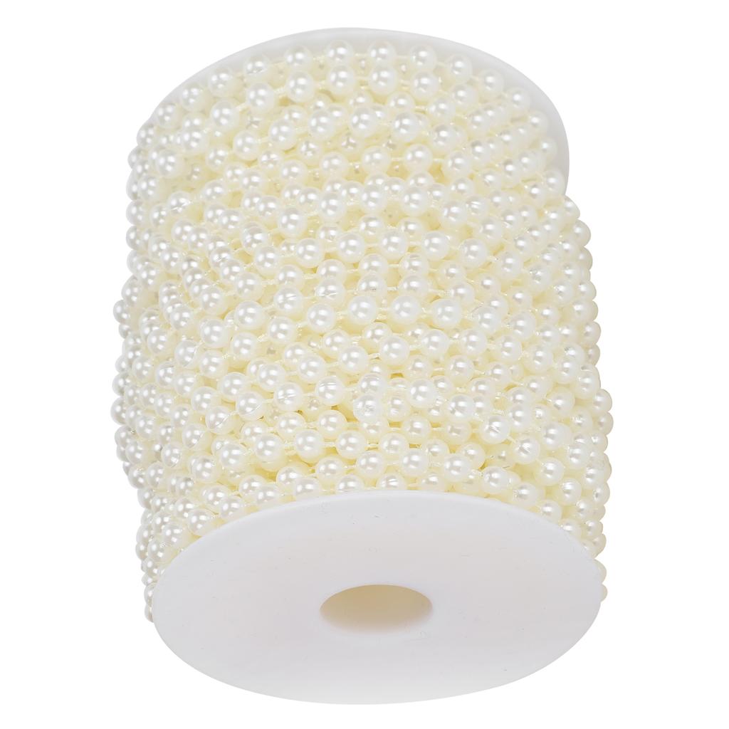 Faux Pearl Bead Garland String Round DIY Decoration Craft Clothing Accessories 6mm 25Meter RollBeige