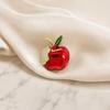 Brooch Pin for Women, Fruit Shape Lapel Pin with Rhinestones Bright Red Glaze And Emerald Leaves, Multi-Purpose Pin for Christmas Gifts Daily Wear