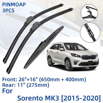 3PCS For KIA Sorento MK3 2015-2020 26" 16" 11" Front Rear Wiper Blades Windshield Windscreen Window Cutter Accessories 2015 2016 2017 2018 2019 2020
