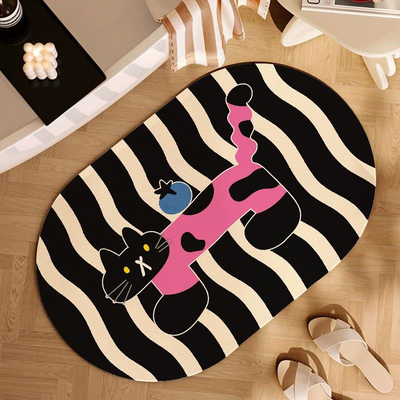 Cartoon Style Bathroom Slip-resistant Mat Dirty and Wear-resistant Diatom Mud Cushion Porch Restroom Door Quick Dry Easy Care Foot Mat