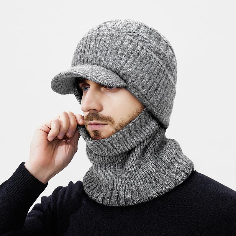 Winter Wool Thick Cashmere Inner Knitted Hat Men's Warm and Cold-Proof Two-Piece Wool Hat