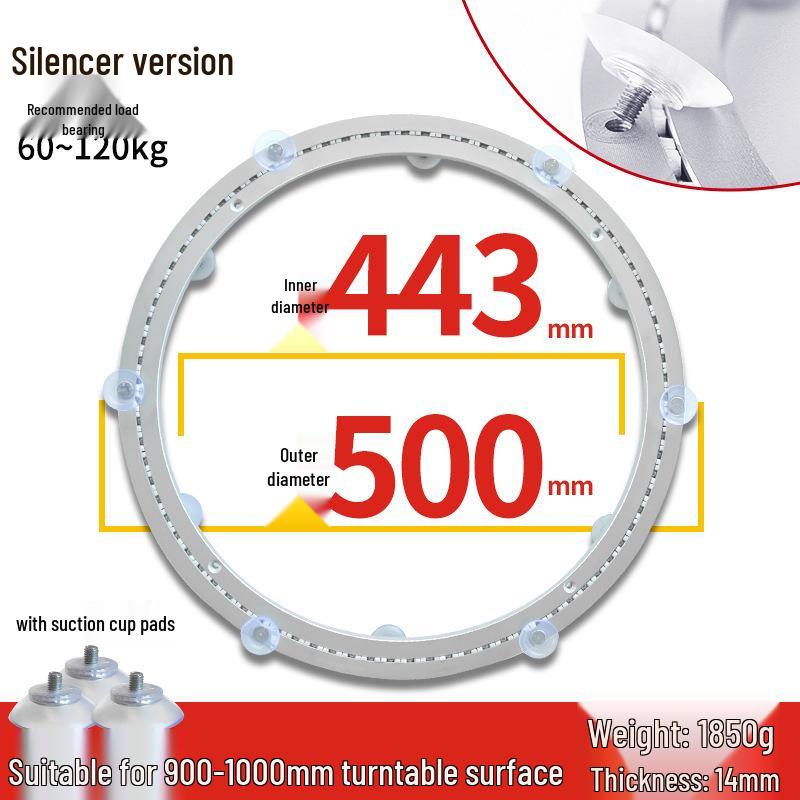 Round Marble Wooden Dining Table with Silent Aluminum Lazy Susan and Rotating Base