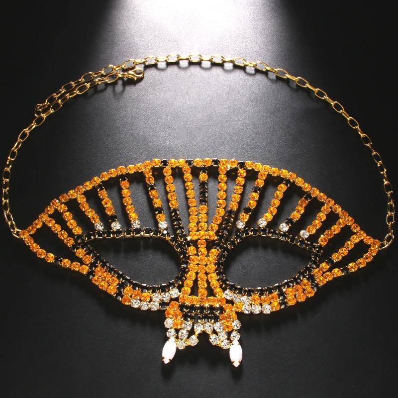 Rhinestone Mask, European and American Personality Exaggerated Diamond Face Decoration Halloween Versatile Accessories Mask