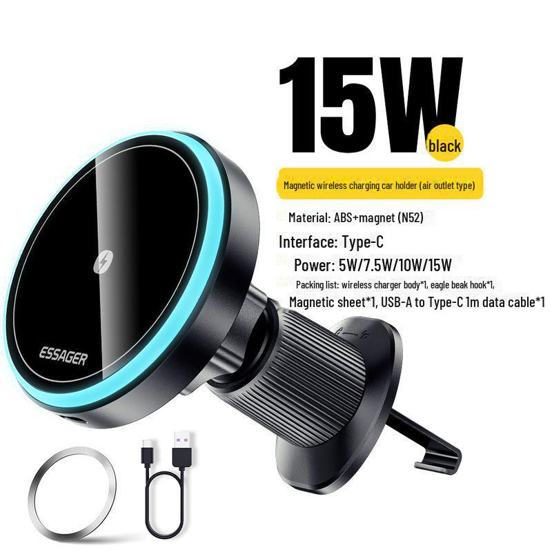 Essager 15W Magnetisches Kabelloses Autoladegerät: Luftauslass & Saugnapf-Handyhalterung