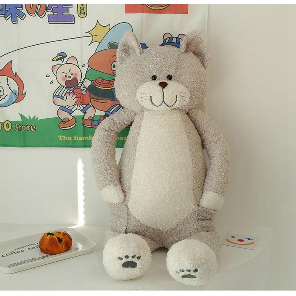 50CM Te Ris Katt Plysjleke Tegneserie Lang Pellet Katt Kawaii Sengpute Sovende Dukke Gi Barn Bursdags Julegaver