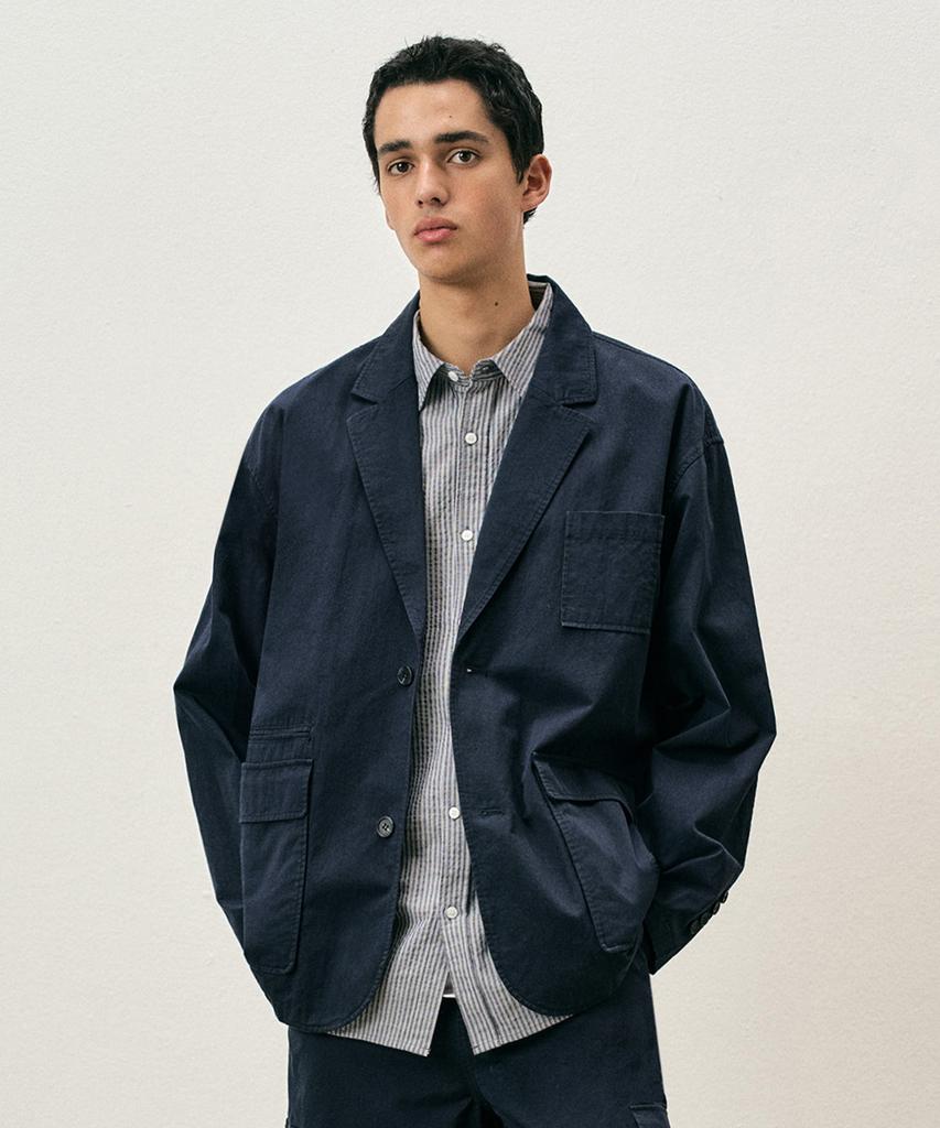 Costume O’Clock Cotton Loose Fit Washed Blazer Navy Coosjk039Navy