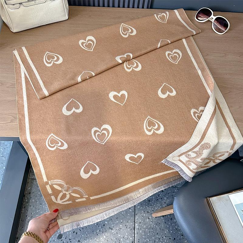 double-sided imitation cashmere simple love fashion thickened warm scarf air-conditioned room neck shawl outside