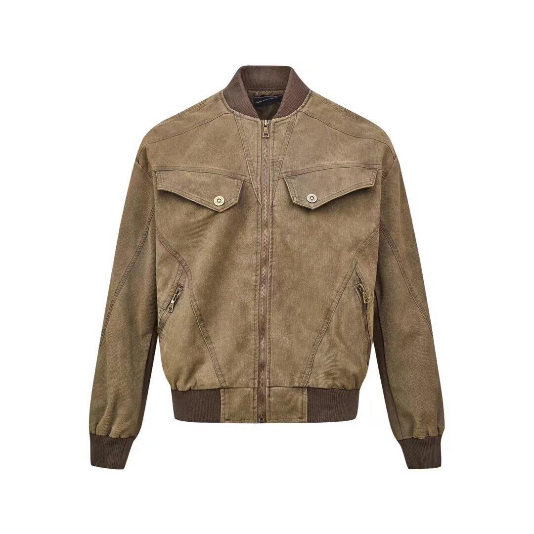 

Unisex Retro Distressed Workwear Jacket: Casual Loose Fit, High-End Feel, Perfect for Spring and Autumn. Large коричневий