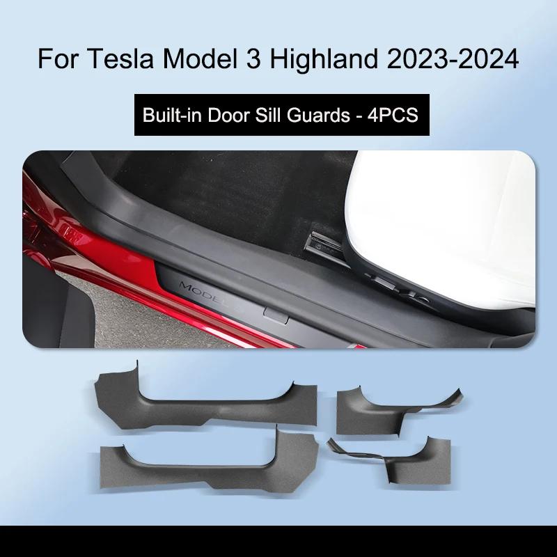 For Tesla Model 3 Highland 2023-2024 Door Sill Guards Strip Protective Mats Center Console Sides Rear Seat Trunk Guards TPE Pads