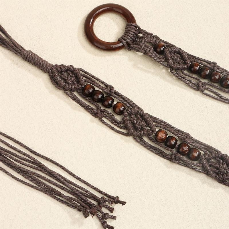 Adjustable Braided Belt For Women Natural Cotton Waist Chain Bohemian Style Waist Rope Decoration For Dresses Jeans