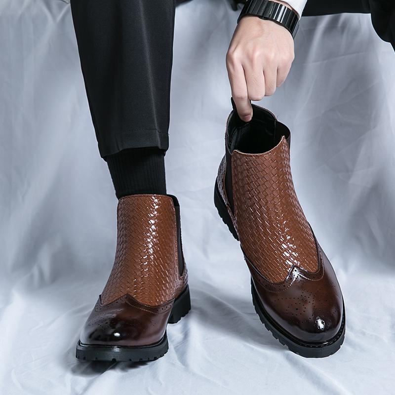 High Top Dicke Sohle Formale Leder Derby Schuhe für Herren Luxus Designer Plateau Freizeitschuhe Hochzeitskleid Oxfords Schuhe Mann