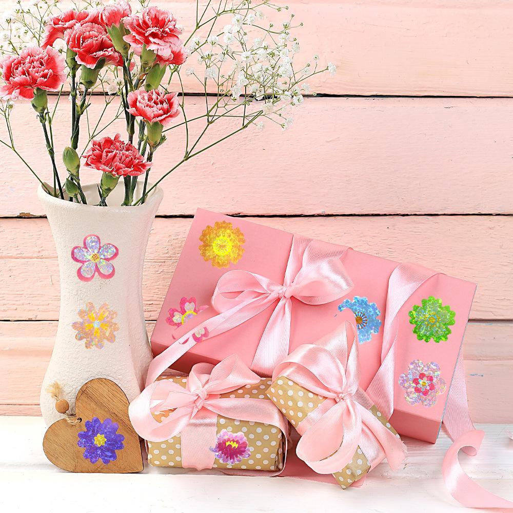 100-500Pcs Shiny Floral Pattern Stickers Birthday Wedding Party Gift Wrapping Label Scrapbook Stationery Stickers